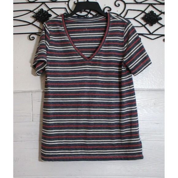 Lucky Brand Tops - Lucky Brand Knit Top Women's Size M Multicolored Striped Short Sleeve V Neck